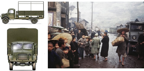 圖14 英國貝德福德OYD最初是民用車型,1939年二戰(zhàn)暴發(fā)后改建為軍用車,是當時英軍車輛中服役數量最多的車型之一。圖右